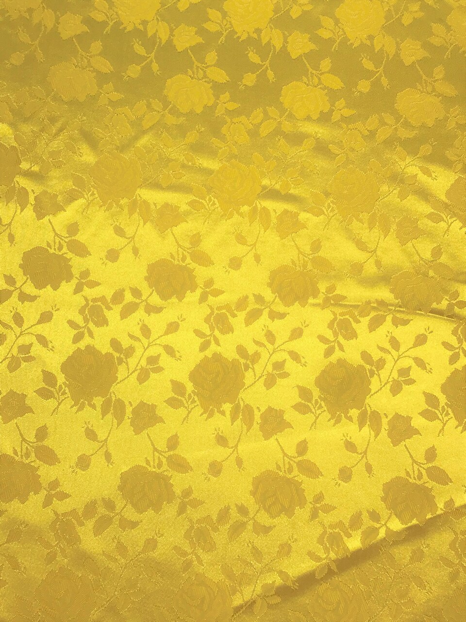 1 Yard Yellow Jacquard Satin Fabric Reversible Material for Table Overlays Curtains Garments 58/60 Inches Width